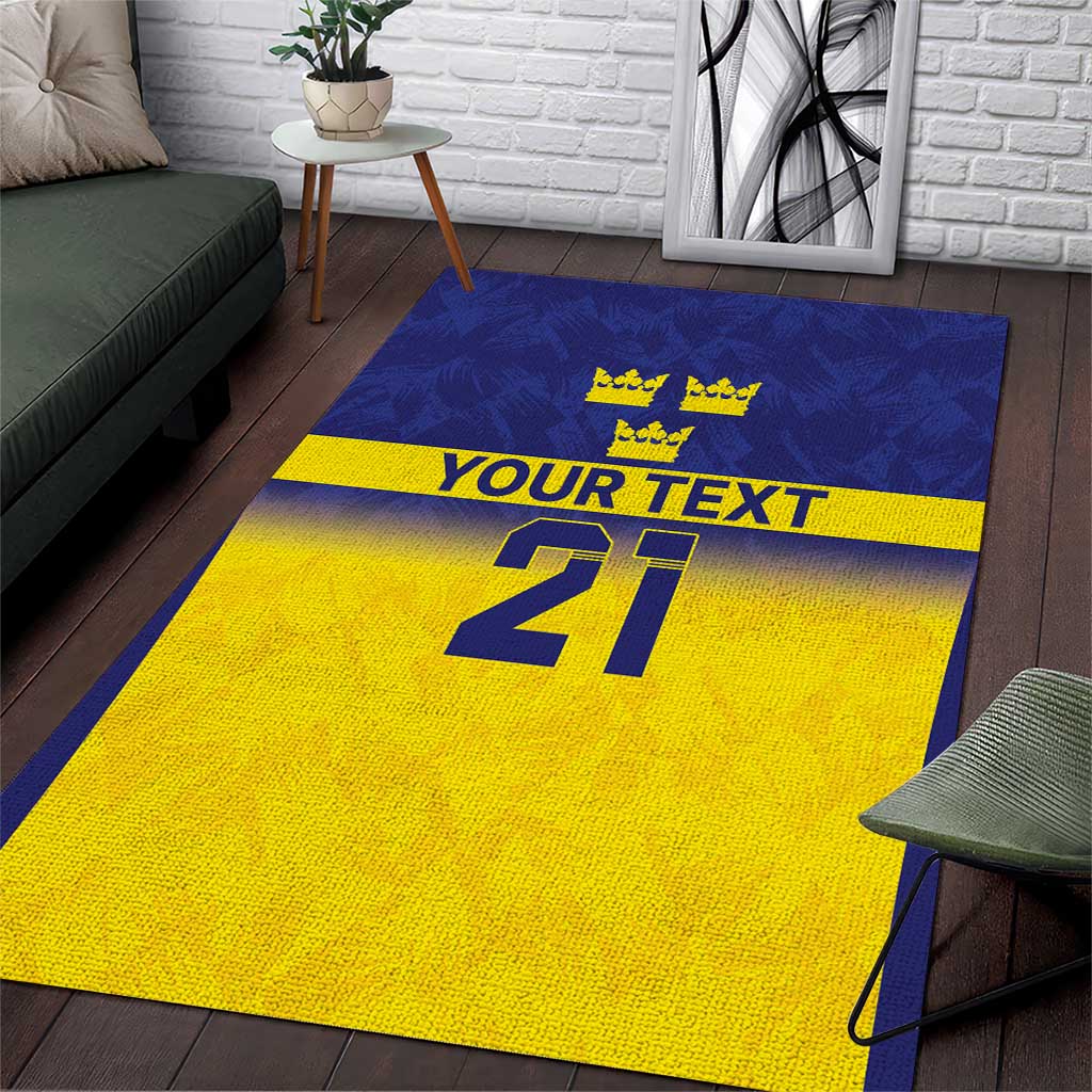 Sweden Rugby Custom Area Rug Three Crowns of Sweden Blue Pattern LT9 - Wonder Print Shop