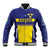 Sweden Rugby Custom Baseball Jacket Three Crowns of Sweden Blue Pattern LT9 - Wonder Print Shop