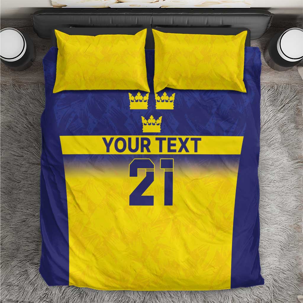 Sweden Rugby Custom Bedding Set Three Crowns of Sweden Blue Pattern LT9 - Wonder Print Shop