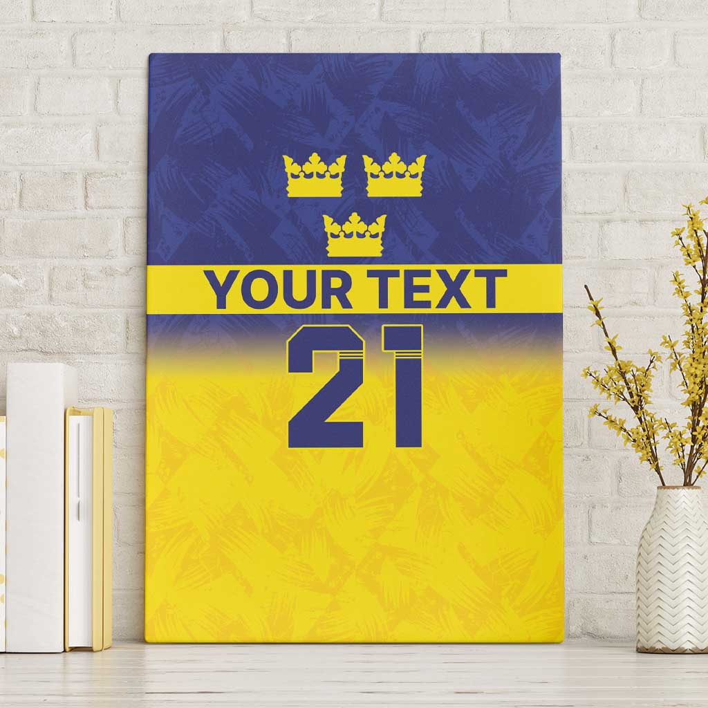 Sweden Rugby Custom Canvas Wall Art Three Crowns of Sweden Blue Pattern LT9 - Wonder Print Shop