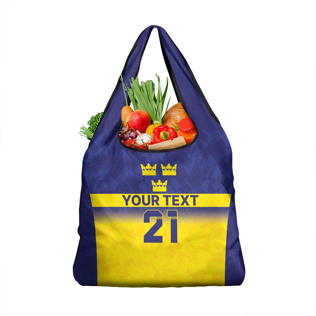 Sweden Rugby Custom Grocery Bag Three Crowns of Sweden Blue Pattern