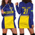 Sweden Rugby Custom Hoodie Dress Three Crowns of Sweden Blue Pattern - Wonder Print Shop