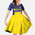 Sweden Rugby Custom Kid Short Sleeve Dress Three Crowns of Sweden Blue Pattern - Wonder Print Shop