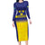 Sweden Rugby Custom Long Sleeve Bodycon Dress Three Crowns of Sweden Blue Pattern - Wonder Print Shop