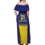 Sweden Rugby Custom Off Shoulder Maxi Dress Three Crowns of Sweden Blue Pattern - Wonder Print Shop