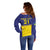 Sweden Rugby Custom Off Shoulder Sweater Three Crowns of Sweden Blue Pattern