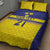 Sweden Rugby Custom Quilt Bed Set Three Crowns of Sweden Blue Pattern