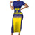 Sweden Rugby Custom Short Sleeve Bodycon Dress Three Crowns of Sweden Blue Pattern