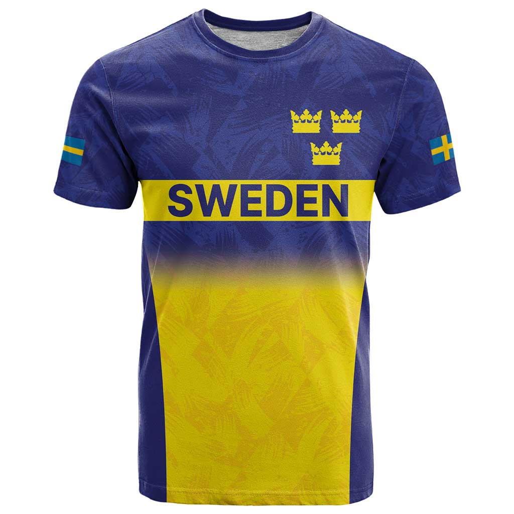 Sweden Rugby Custom T Shirt Three Crowns of Sweden Blue Pattern