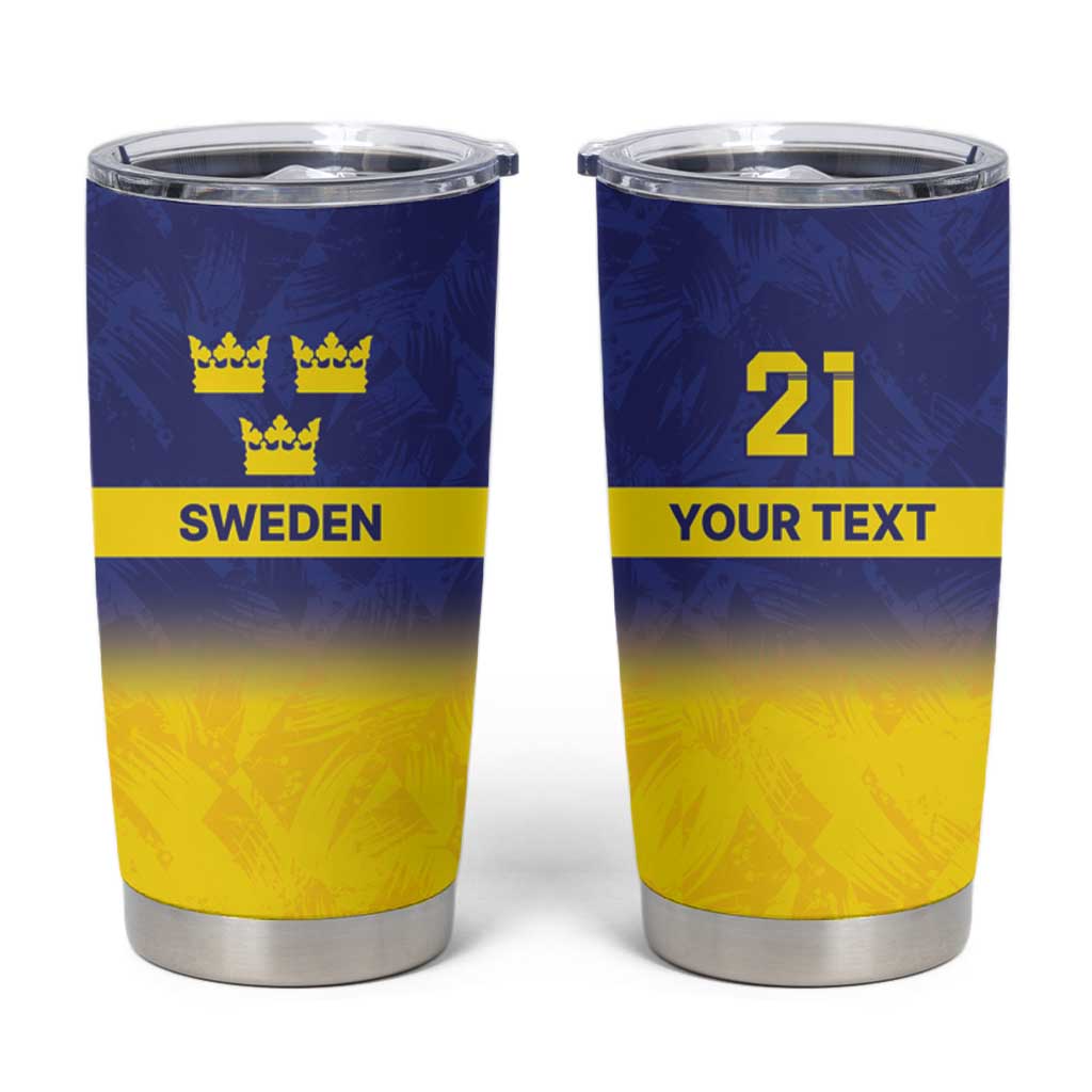 Sweden Rugby Custom Tumbler Cup Three Crowns of Sweden Blue Pattern