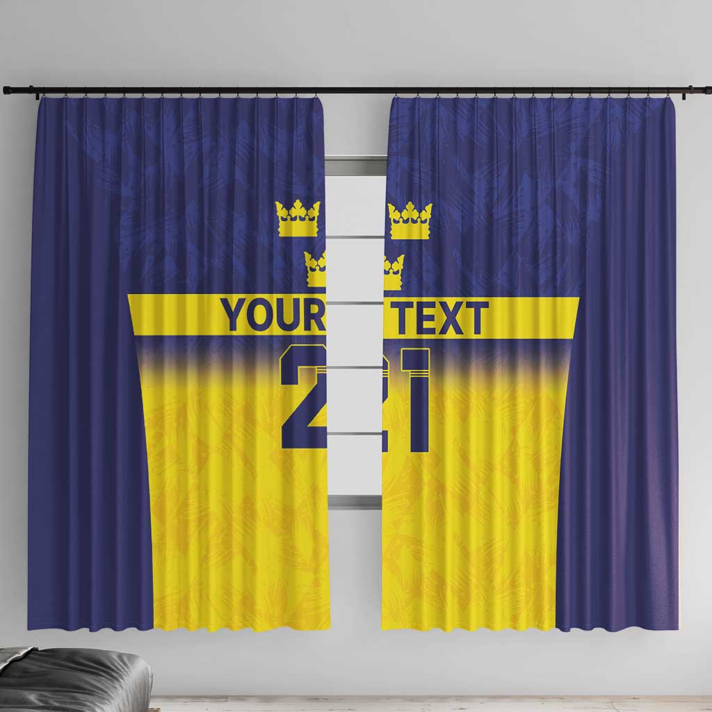 Sweden Rugby Custom Window Curtain Three Crowns of Sweden Blue Pattern - Wonder Print Shop