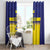 Sweden Rugby Custom Window Curtain Three Crowns of Sweden Blue Pattern - Wonder Print Shop