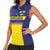 Sweden Rugby Custom Women Sleeveless Polo Shirt Three Crowns of Sweden Blue Pattern