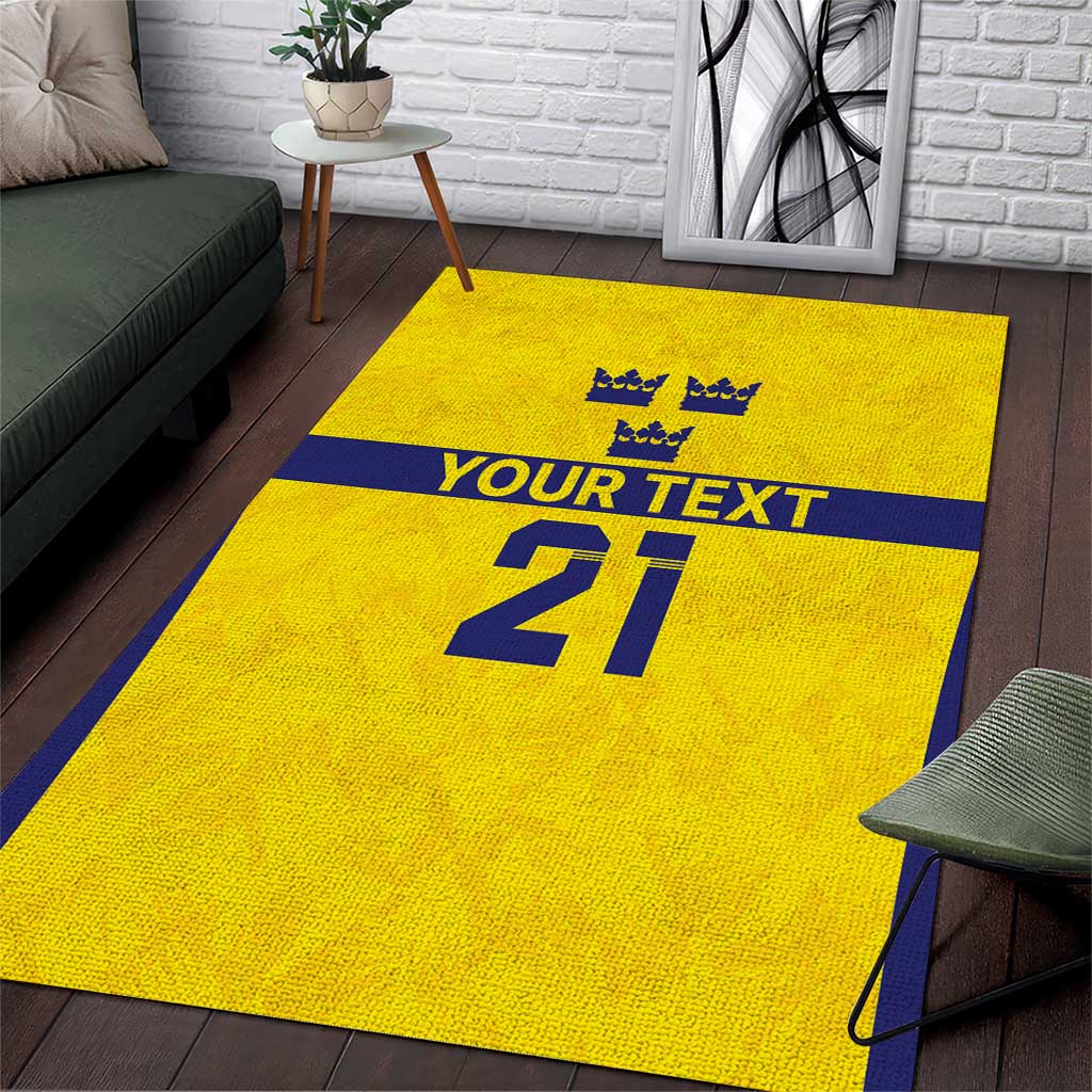 Sweden Rugby Custom Area Rug Three Crowns of Sweden Gold Pattern LT9 - Wonder Print Shop