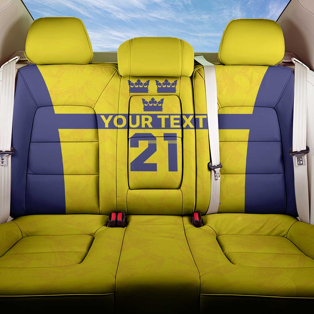 Sweden Rugby Custom Back Car Seat Cover Three Crowns of Sweden Gold Pattern LT9 - Wonder Print Shop