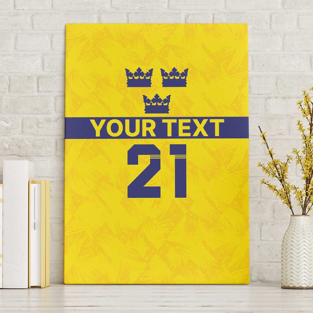 Sweden Rugby Custom Canvas Wall Art Three Crowns of Sweden Gold Pattern LT9 - Wonder Print Shop