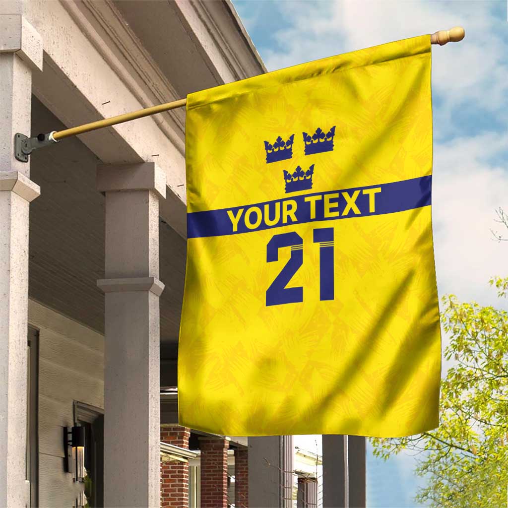 Sweden Rugby Custom Garden Flag Three Crowns of Sweden Gold Pattern - Wonder Print Shop