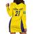 Sweden Rugby Custom Hoodie Dress Three Crowns of Sweden Gold Pattern - Wonder Print Shop