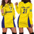 Sweden Rugby Custom Hoodie Dress Three Crowns of Sweden Gold Pattern - Wonder Print Shop