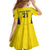 Sweden Rugby Custom Kid Short Sleeve Dress Three Crowns of Sweden Gold Pattern - Wonder Print Shop