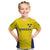 Sweden Rugby Custom Kid T Shirt Three Crowns of Sweden Gold Pattern - Wonder Print Shop