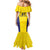 Sweden Rugby Custom Mermaid Dress Three Crowns of Sweden Gold Pattern - Wonder Print Shop