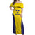 Sweden Rugby Custom Off Shoulder Maxi Dress Three Crowns of Sweden Gold Pattern - Wonder Print Shop