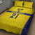 Sweden Rugby Custom Quilt Bed Set Three Crowns of Sweden Gold Pattern