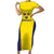 Sweden Rugby Custom Short Sleeve Bodycon Dress Three Crowns of Sweden Gold Pattern