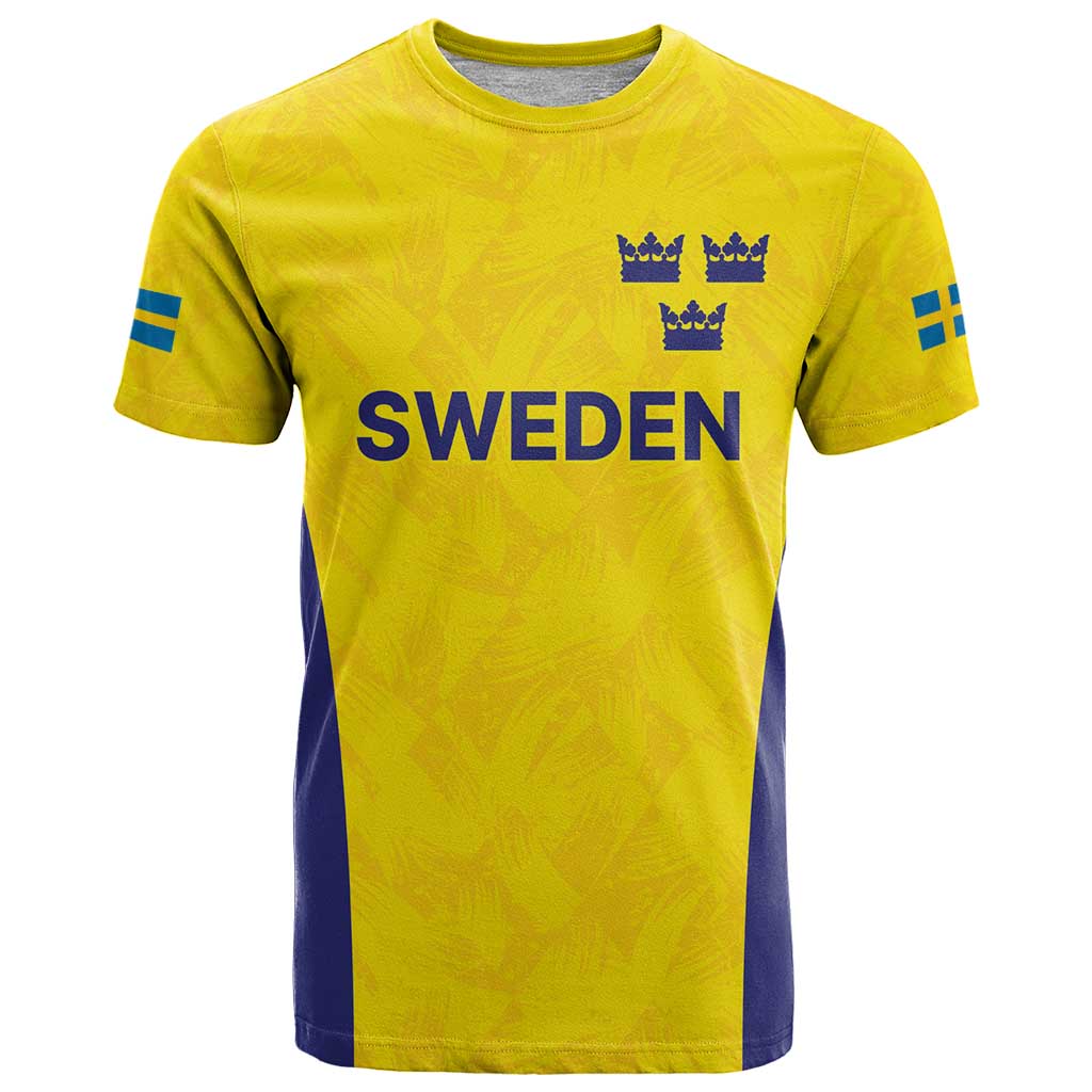 Sweden Rugby Custom T Shirt Three Crowns of Sweden Gold Pattern