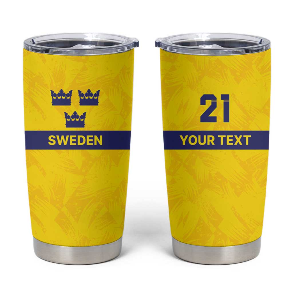 Sweden Rugby Custom Tumbler Cup Three Crowns of Sweden Gold Pattern