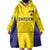 Sweden Rugby Custom Wearable Blanket Hoodie Three Crowns of Sweden Gold Pattern