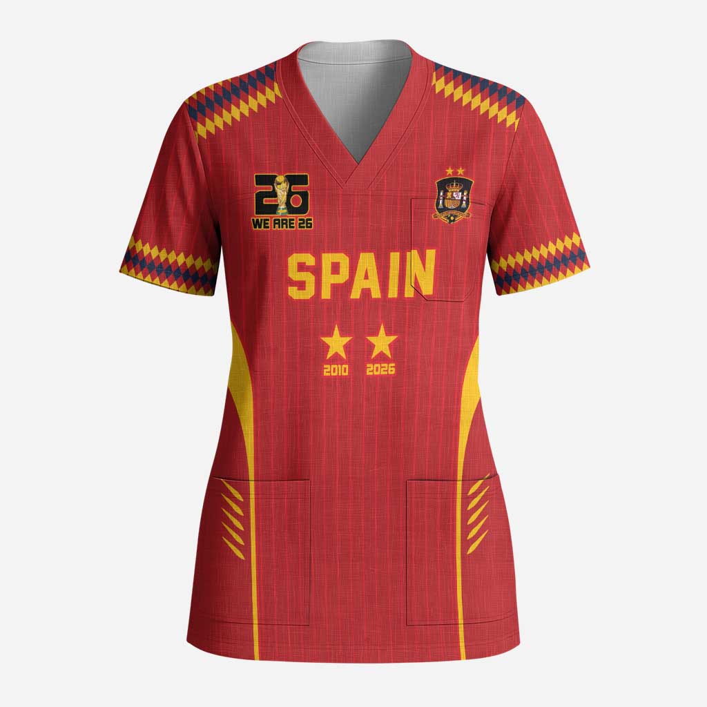 Custom Spain WC26 Future Champions Scrub Top Tiki Taka Football Era - Wonder Print Shop