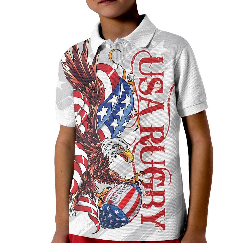 Personalized United States Rugby Kid Polo Shirt American Bald Eagle - Wonder Print Shop