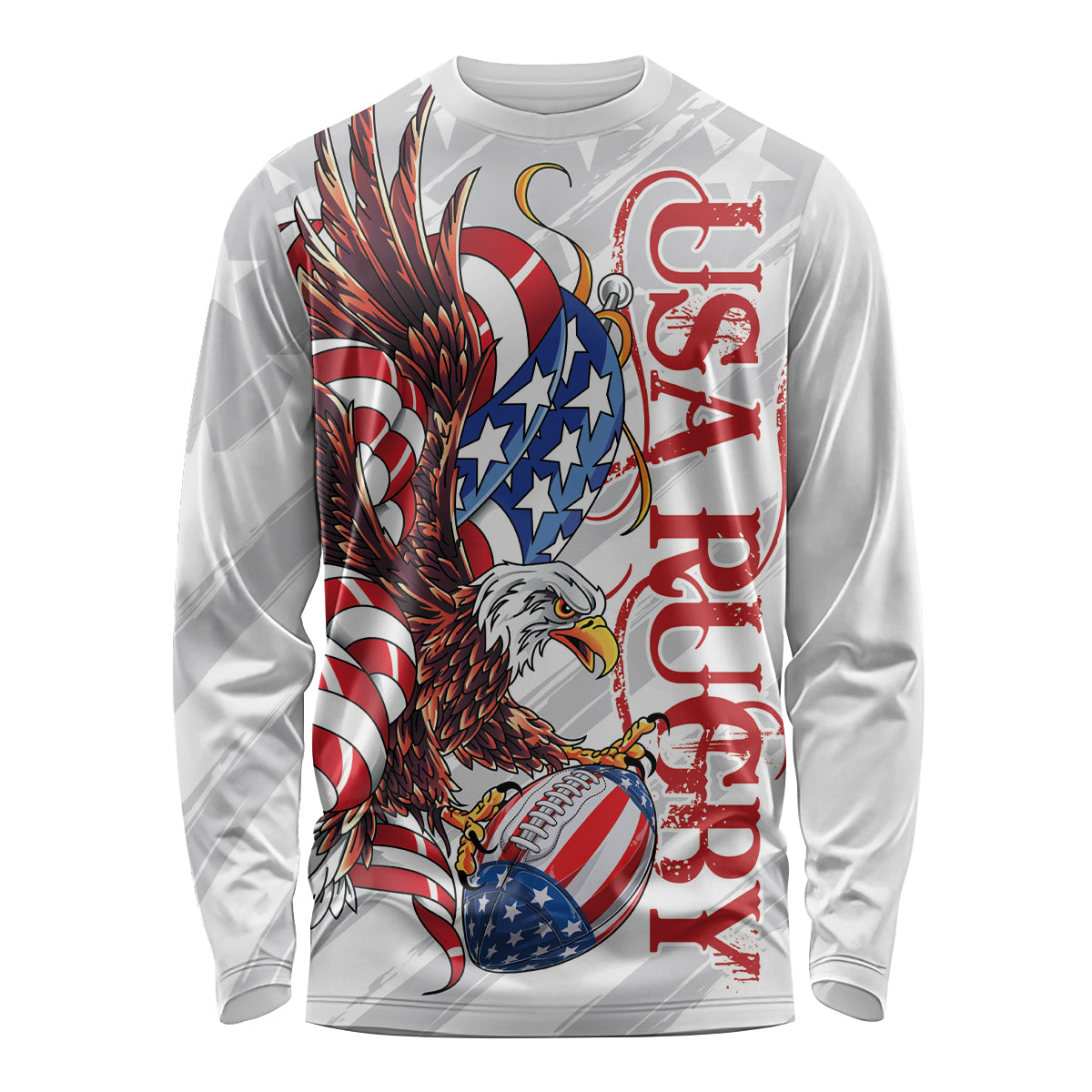 Personalized United States Rugby Long Sleeve Shirt American Bald Eagle - Wonder Print Shop