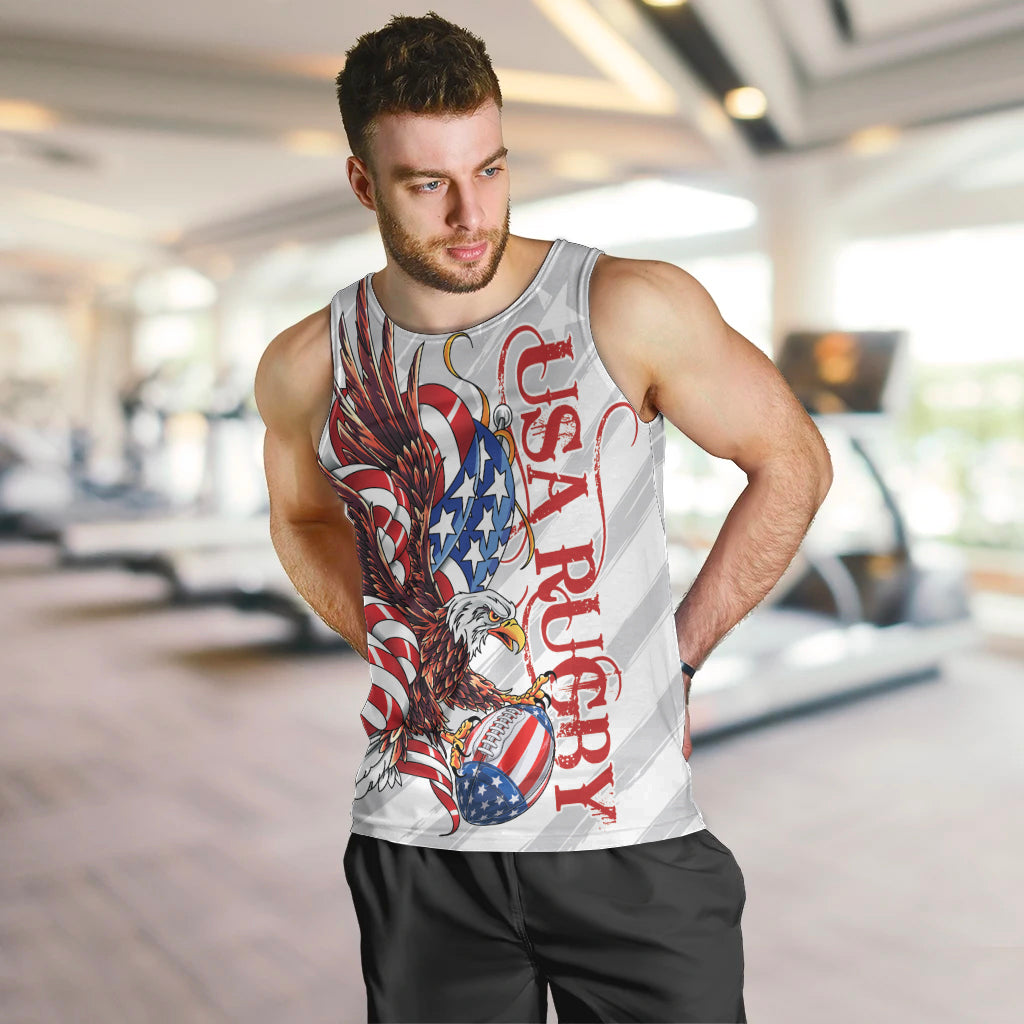 Personalized United States Rugby Men Tank Top American Bald Eagle - Wonder Print Shop