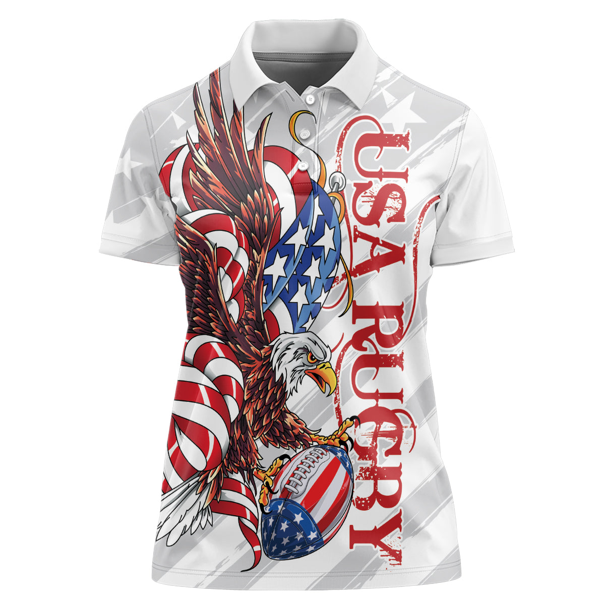 Personalized United States Rugby Women Polo Shirt American Bald Eagle