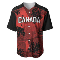 Custom baseball jersey, black and red geometric pattern with CANADA front and button placket.