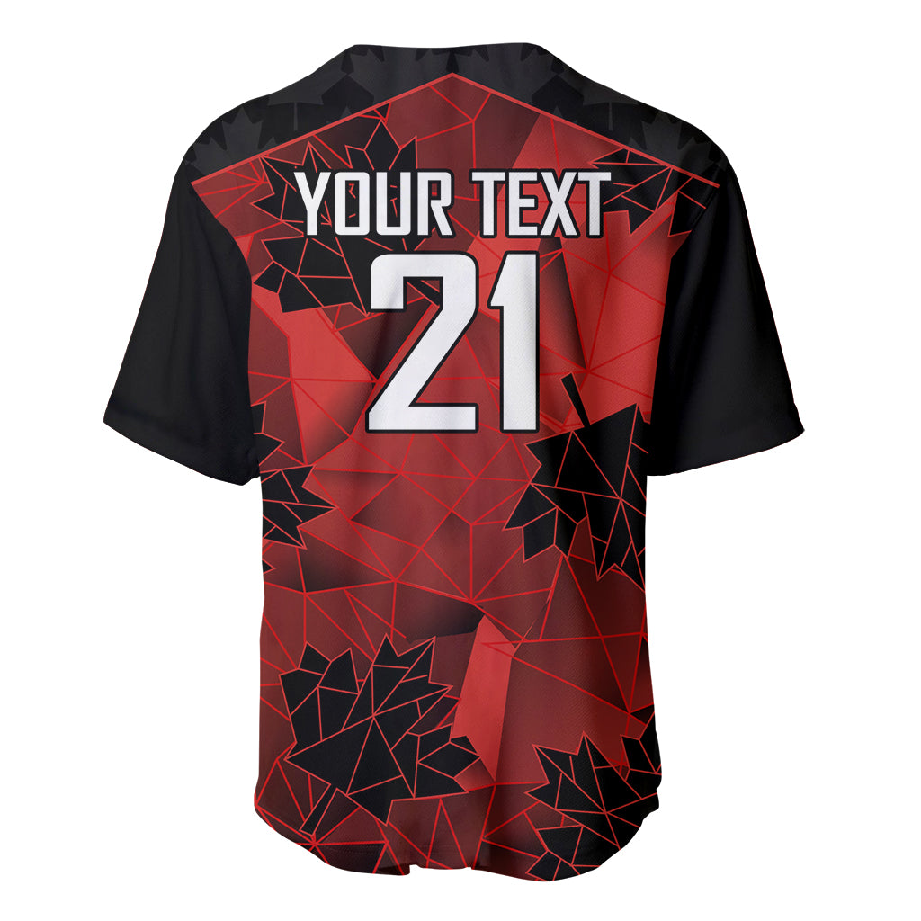 Baseball jersey back, black and red geometric design with 'YOUR TEXT' and 21.