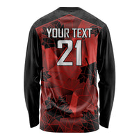 Black rugby long sleeve shirt back with YOUR TEXT 21 red geometric design