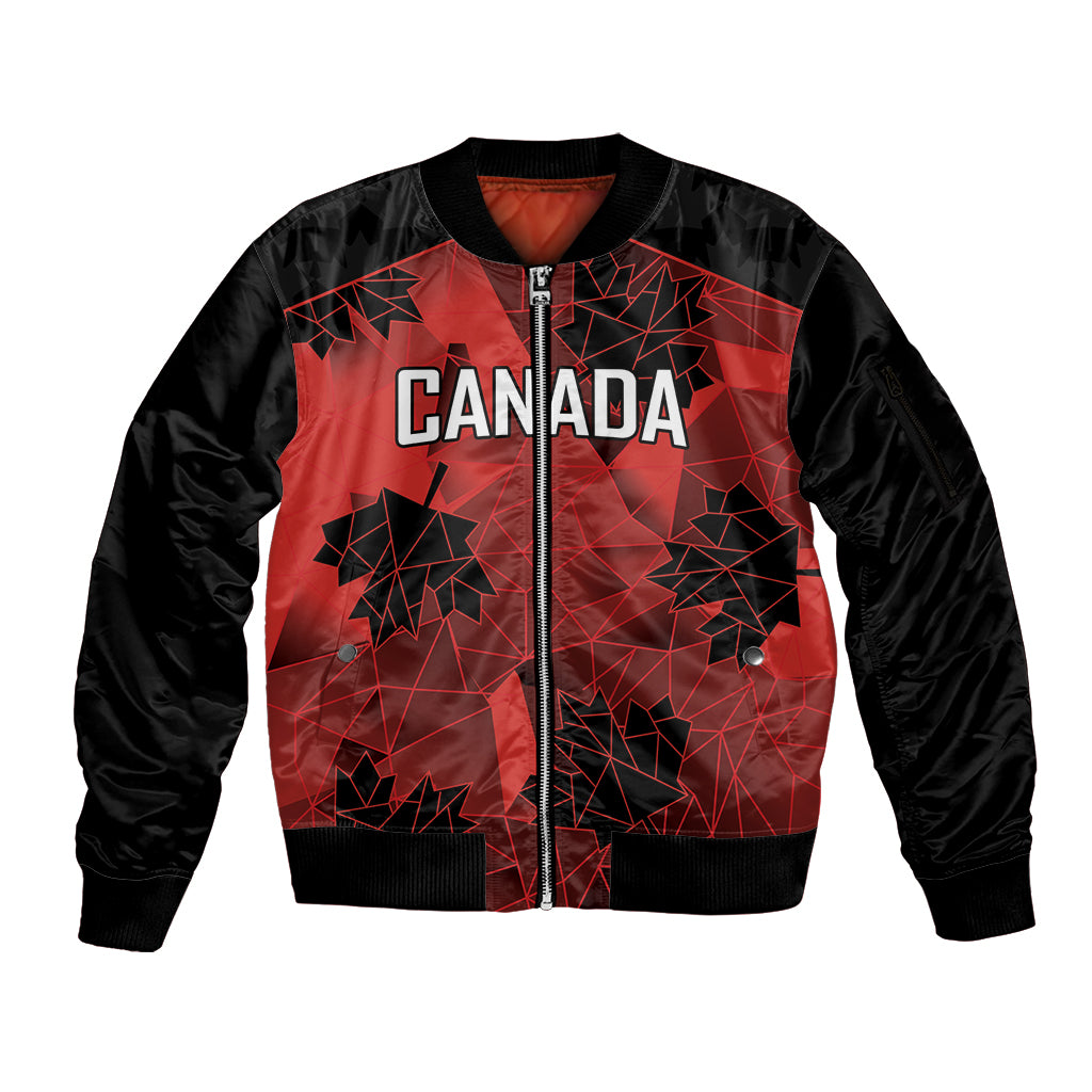 Custom Canada Rugby Sleeve Zip Bomber Jacket Maple Leaf With Sporty Style