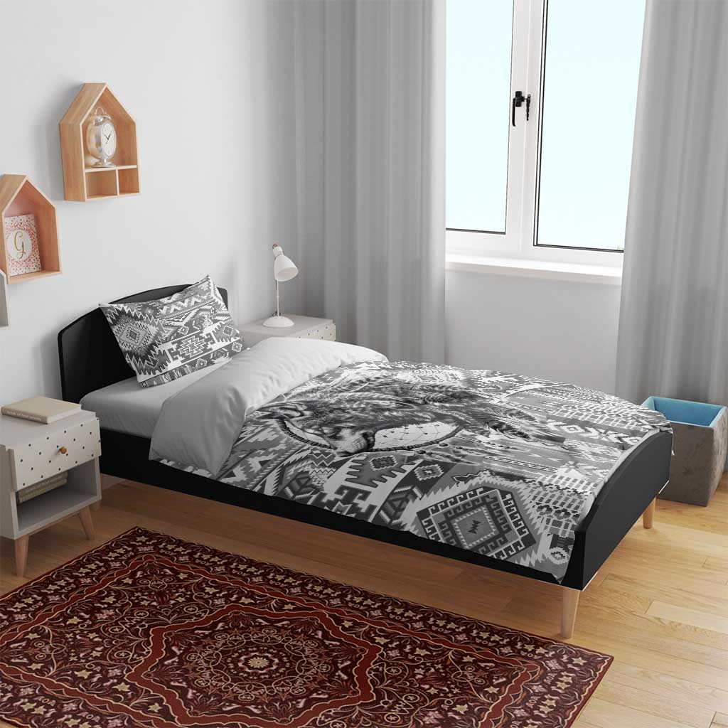 Indigenous Peoples Day Bedding Set Native American Wolf with Dreamcatcher - Wonder Print Shop