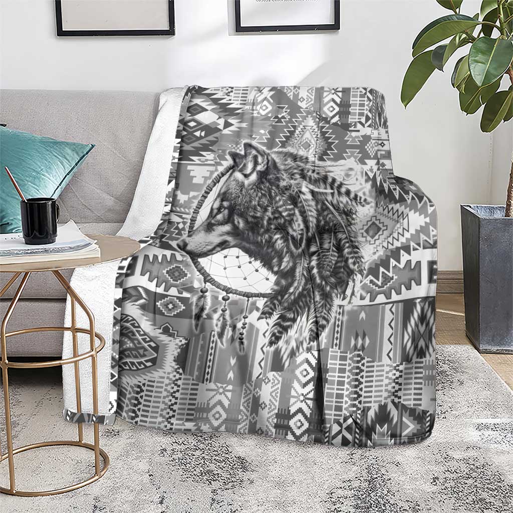 Indigenous Peoples Day Blanket Native American Wolf with Dreamcatcher - Wonder Print Shop
