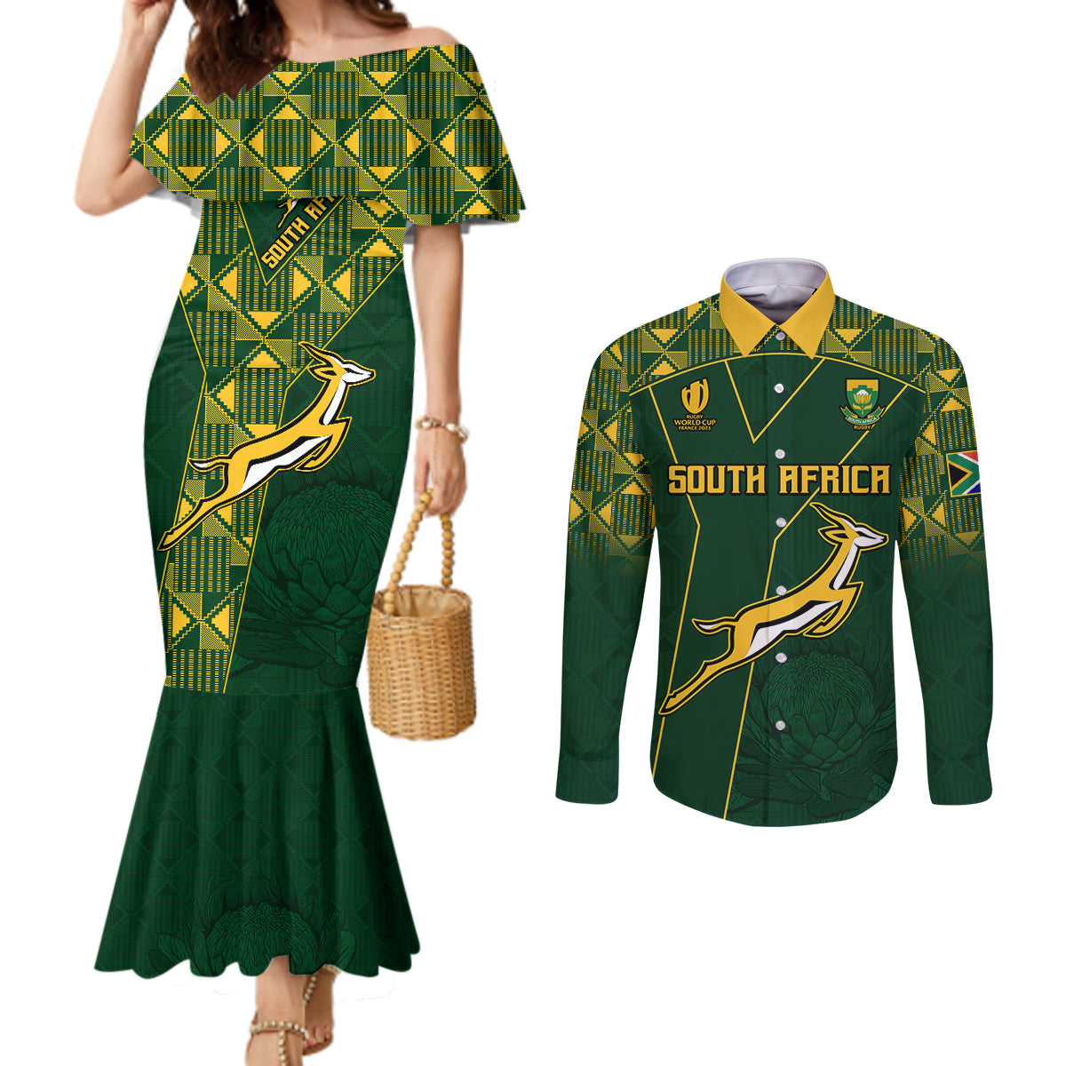 springboks-rugby-couples-matching-mermaid-dress-and-long-sleeve-button-shirts-south-africa-go-champions-world-cup-2023