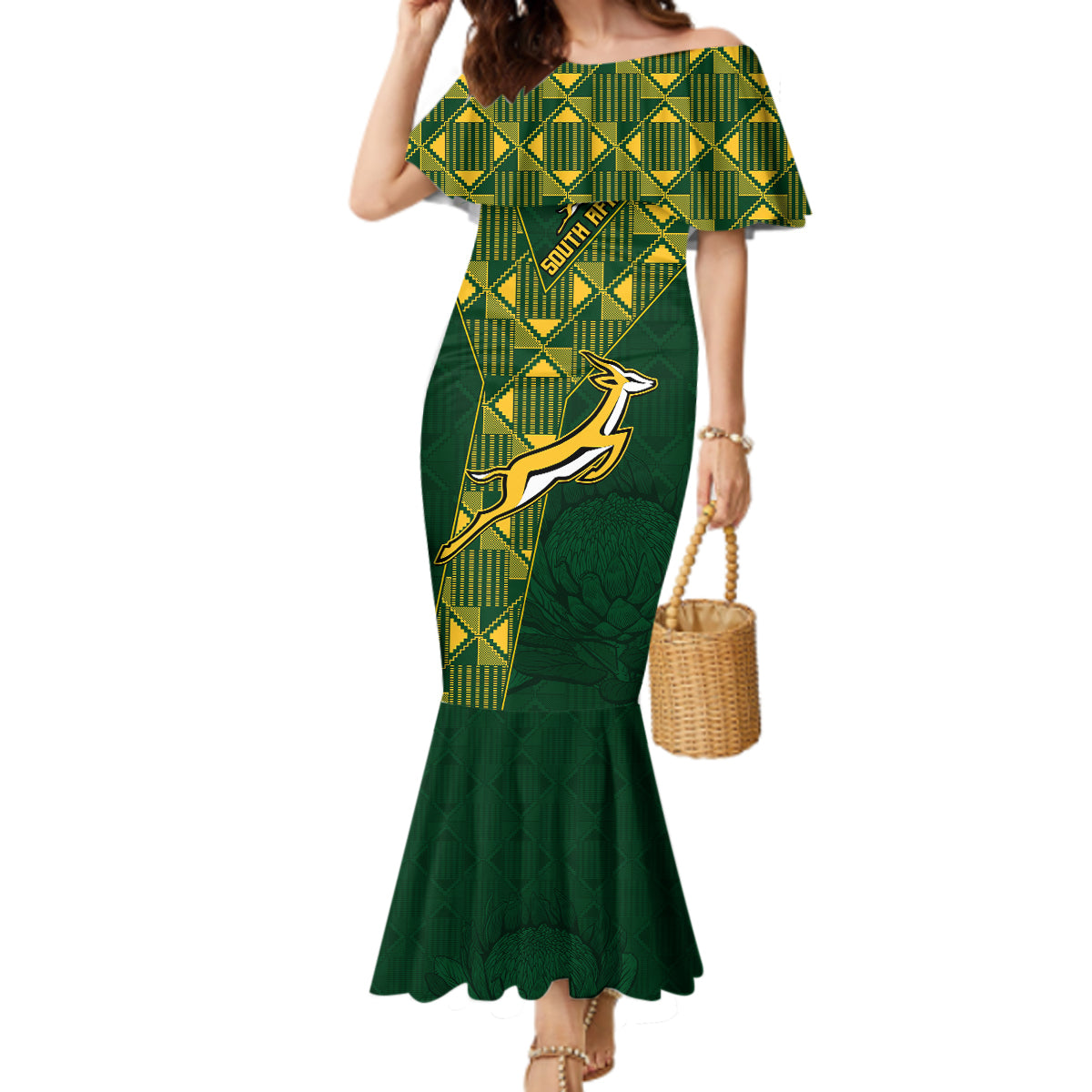 Springboks Rugby Mermaid Dress South Africa Go Champions World Cup 2023 - Wonder Print Shop