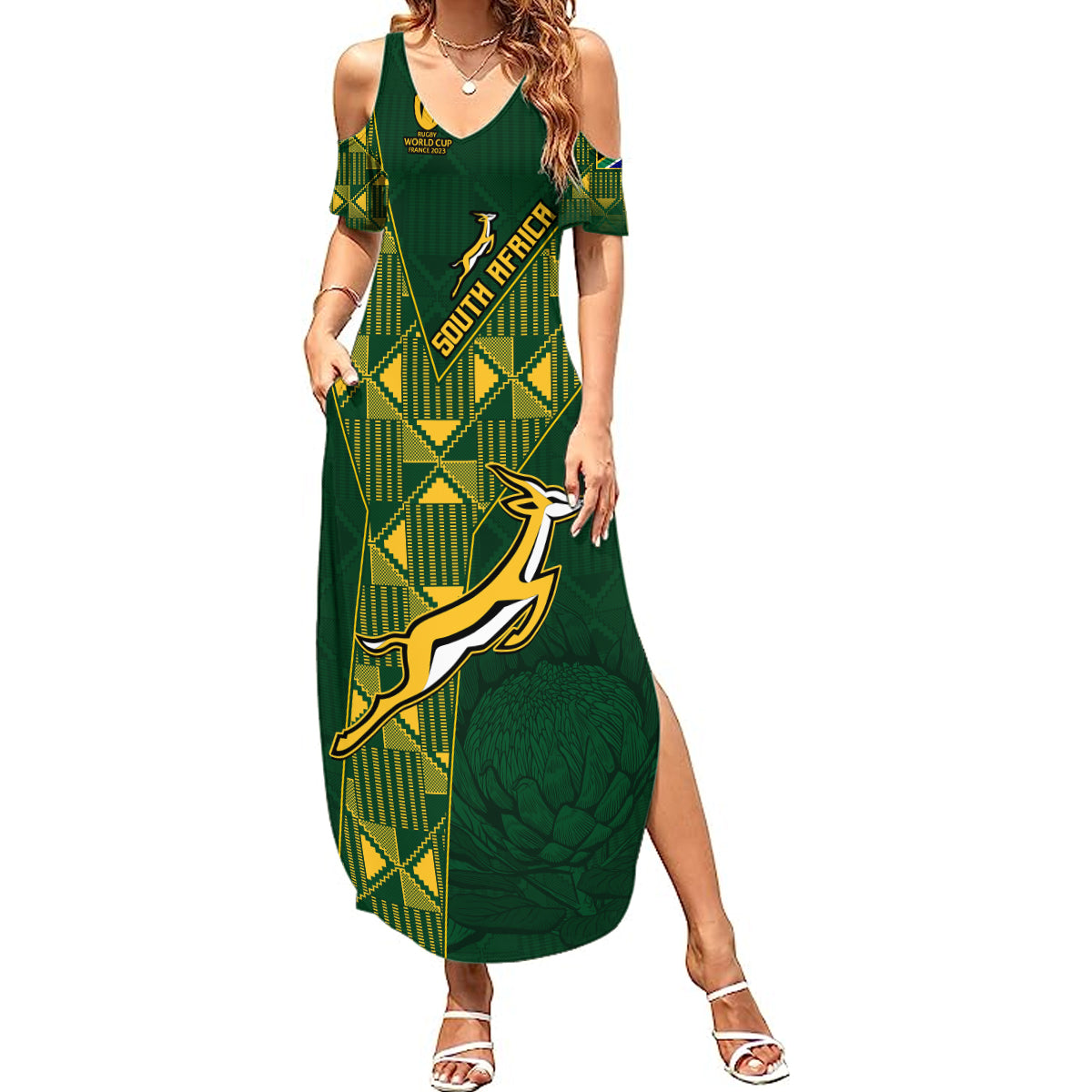 Springboks Rugby Summer Maxi Dress South Africa Go Champions World Cup 2023 - Wonder Print Shop