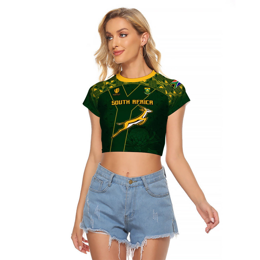 Custom Springboks Rugby Raglan Cropped T Shirt South Africa Go Champions World Cup 2023 - Wonder Print Shop