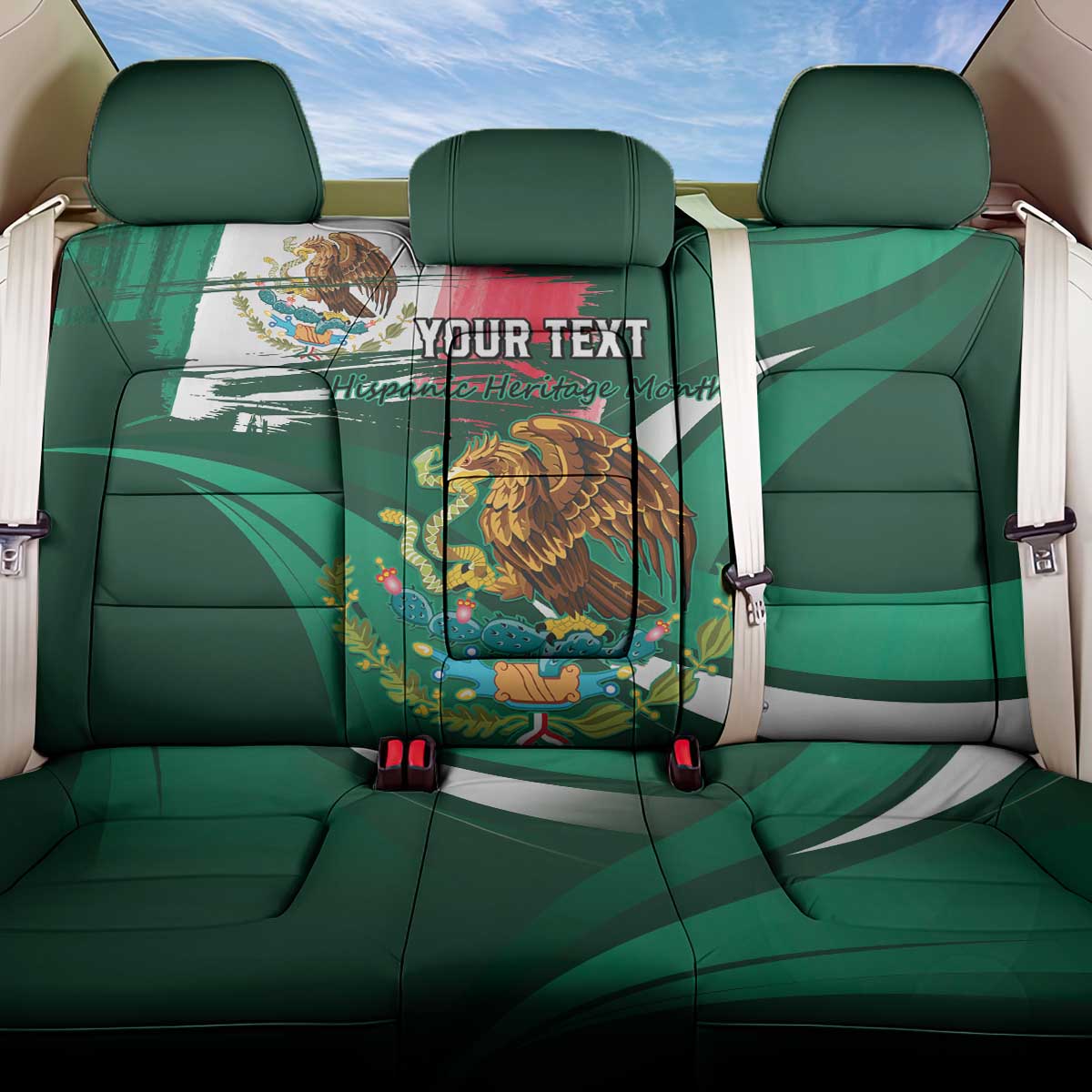 Mexico Hispanic Heritage Personalized Back Car Seat Cover With Aguila Mexicana