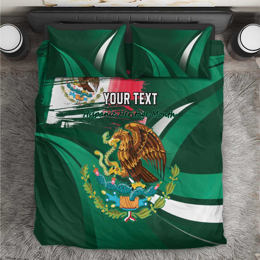 Green Mexican flag eagle bedding set with 'YOUR TEXT' personalization