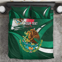 Green Mexican flag eagle bedding set with 'YOUR TEXT' personalization